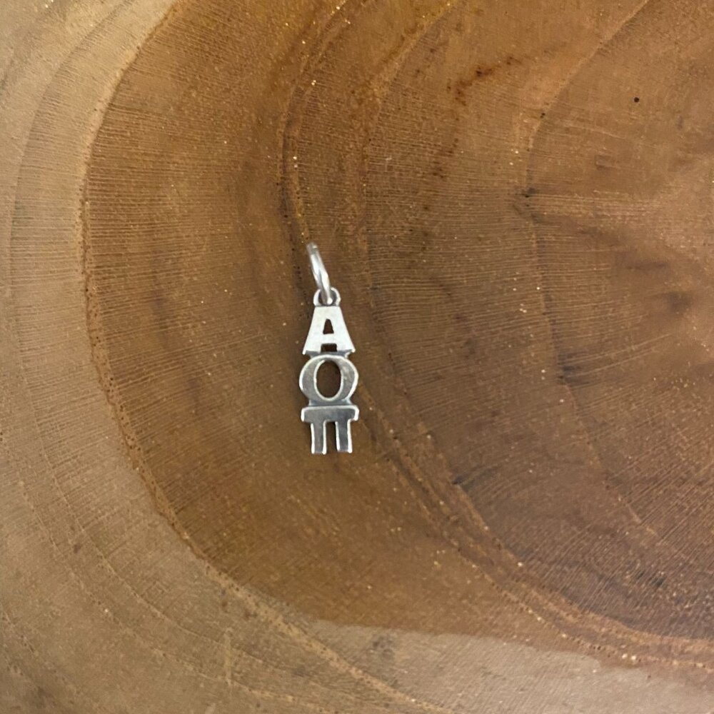 RETIRED James Avery Alpha Omega Pi Charm, Sterling Silver